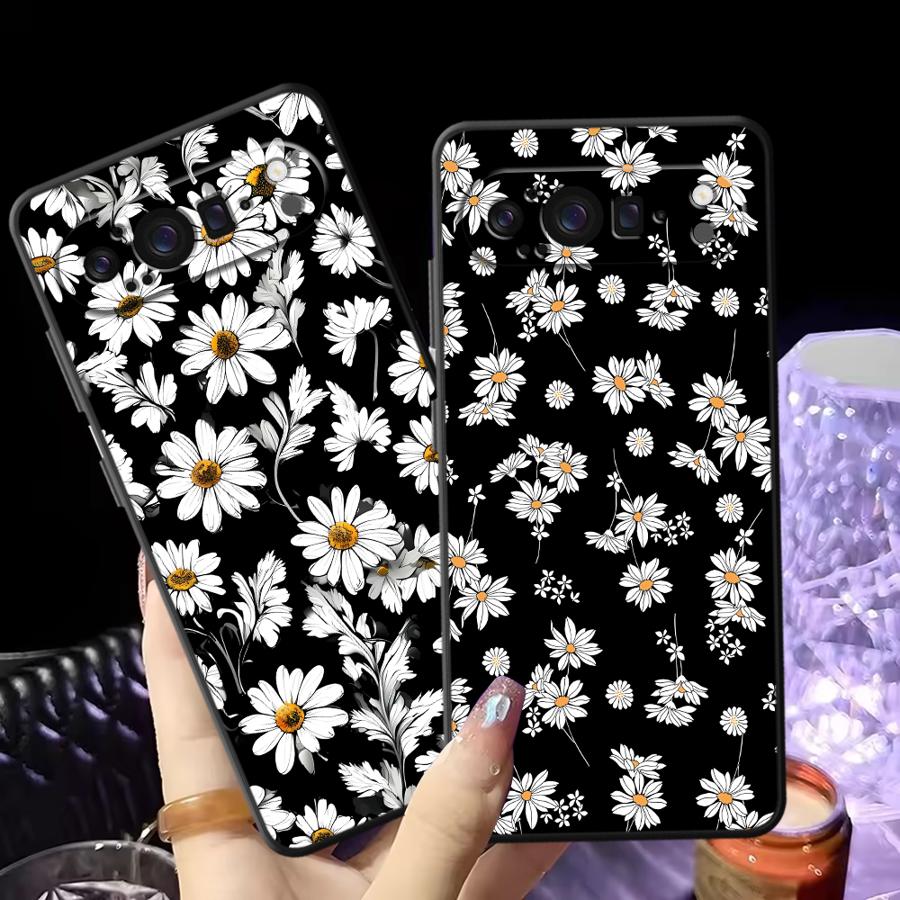 Google Pixel 8A - Funda para teléfono Monochrome Daisy para